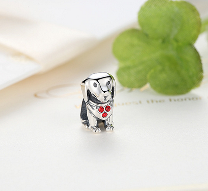 Sterling 925 silver charm cute puppy bead pendant fits Pandora charm and European charm bracelet Xaxe.com