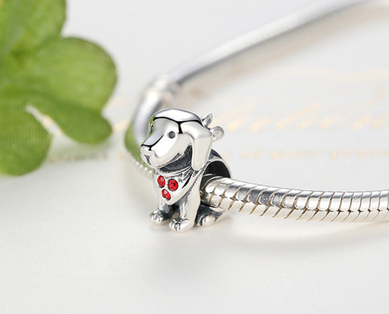 Sterling 925 silver charm cute puppy bead pendant fits Pandora charm and European charm bracelet Xaxe.com