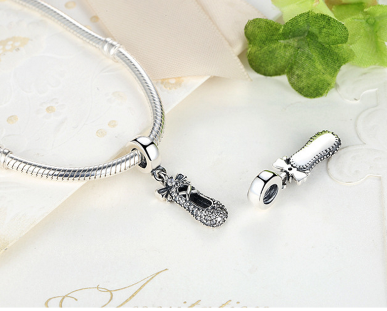 Sterling 925 silver charm dance shoes bead pendant fits Pandora charm and European charm bracelet Xaxe.com