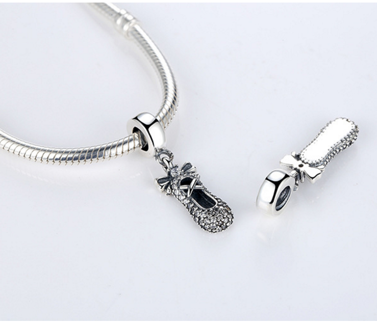 Sterling 925 silver charm dance shoes bead pendant fits Pandora charm and European charm bracelet Xaxe.com