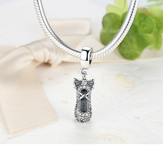 Sterling 925 silver charm dance shoes bead pendant fits Pandora charm and European charm bracelet Xaxe.com