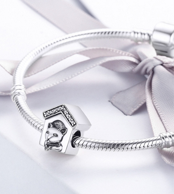 Sterling 925 silver charm dog house pendant fits Pandora charm and European charm bracelet Xaxe.com