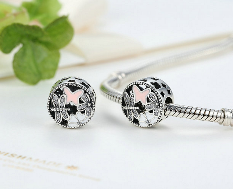 Sterling 925 silver charm dragonfly bead fits European charm bracelet Xaxe.com