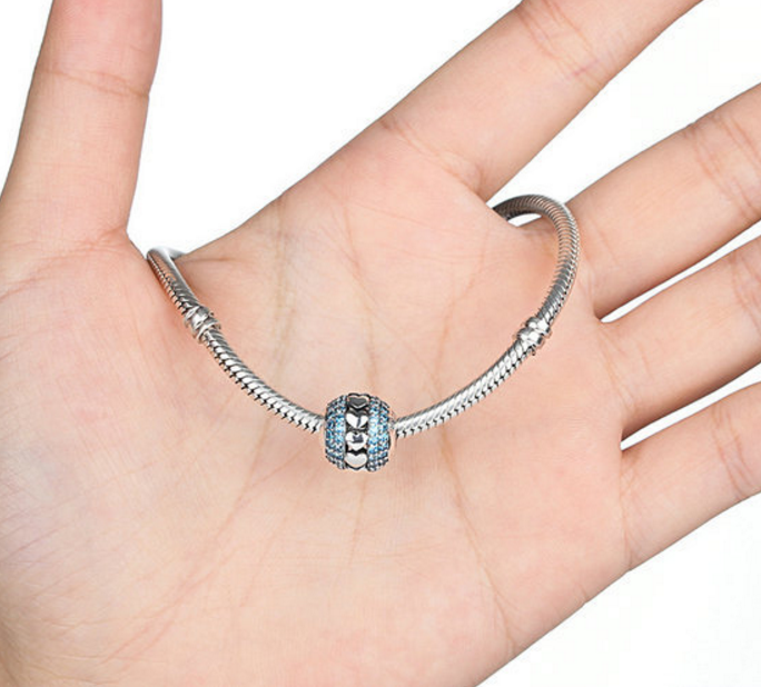 Sterling 925 silver charm elegant blue bead pendant fits Pandora charm and European charm bracelet Xaxe.com
