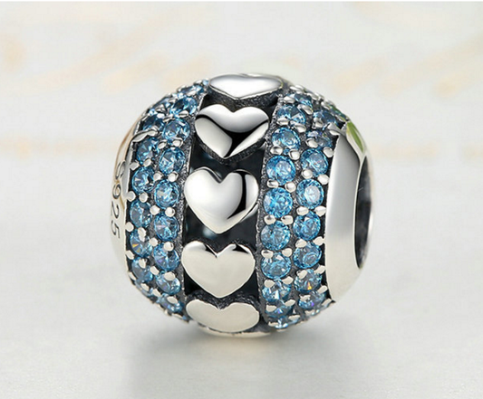 Sterling 925 silver charm elegant blue bead pendant fits Pandora charm and European charm bracelet Xaxe.com