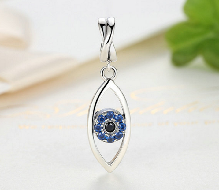 Sterling 925 silver charm evil eye bead pendant fits Pandora charm and European charm bracelet Xaxe.com