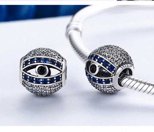 Sterling 925 silver charm eyes of Nazzar bead pendant fits Pandora charm and European charm bracelet Xaxe.com