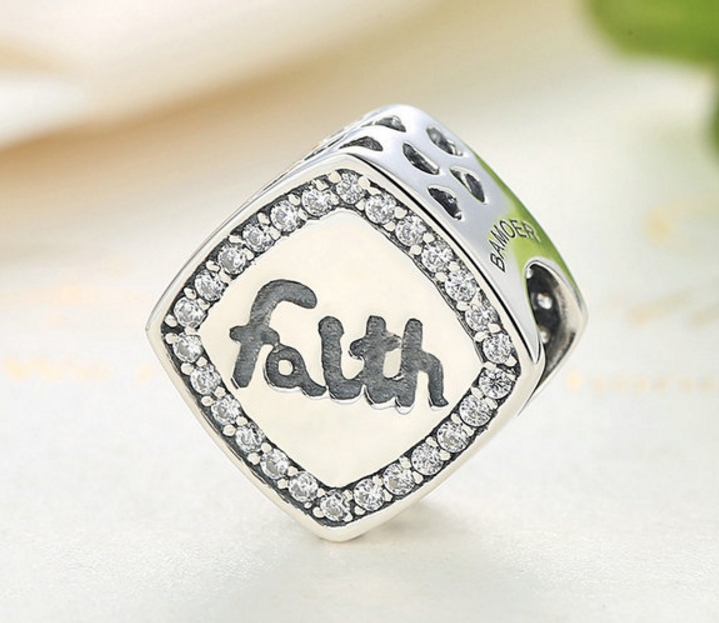 Sterling 925 silver charm faith heart bead pendant fits Pandora charm and European charm bracelet Xaxe.com