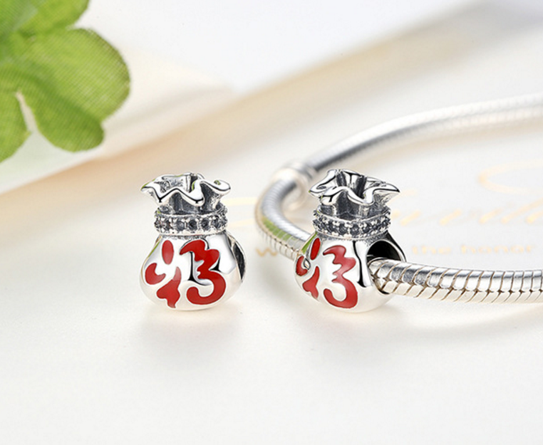 Sterling 925 silver charm fortune symbol bead pendant fits Pandora charm and European charm bracelet Xaxe.com