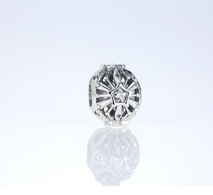 Sterling 925 silver charm frozen flake bead pendant fits Pandora charm and European charm bracelet Xaxe.com