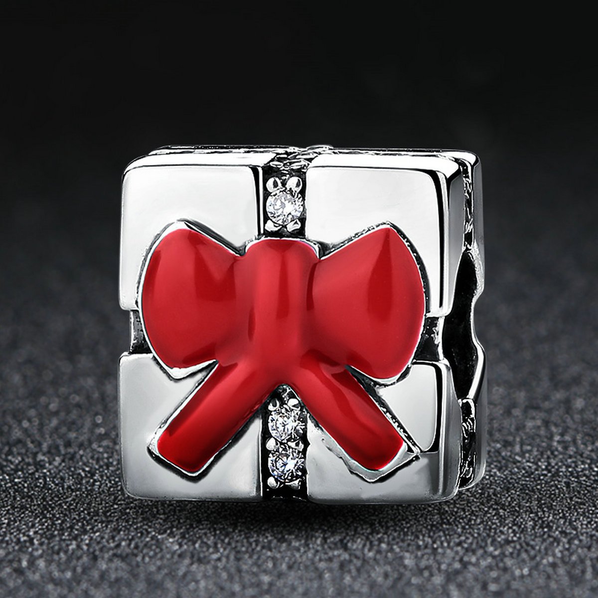 Sterling 925 silver charm gift box red bead pendant fits Pandora charm and European charm bracelet Xaxe.com