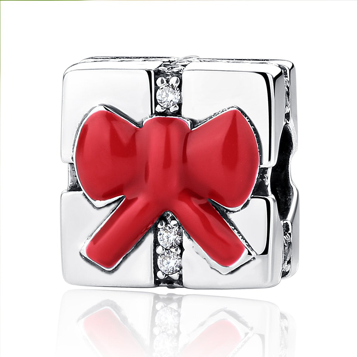 Sterling 925 silver charm gift box red bead pendant fits Pandora charm and European charm bracelet Xaxe.com