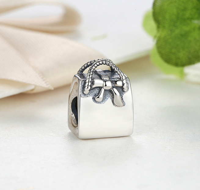 Sterling 925 silver charm handbag bead pendant fits European bracelet Xaxe.com