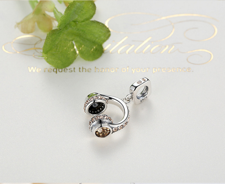 Sterling 925 silver charm headset bead pendant fits Pandora charm and European charm bracelet Xaxe.com