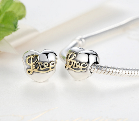 Sterling 925 silver charm heart love bead fits European charm bracelet Xaxe.com