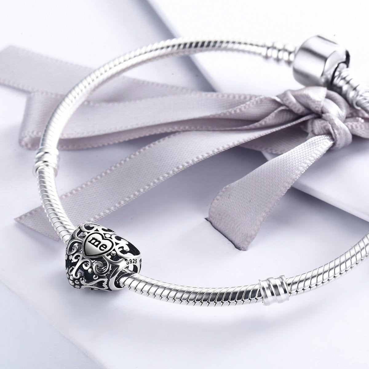 Sterling 925 silver charm heart me bead pendant fits Pandora charm and European charm bracelet Xaxe.com