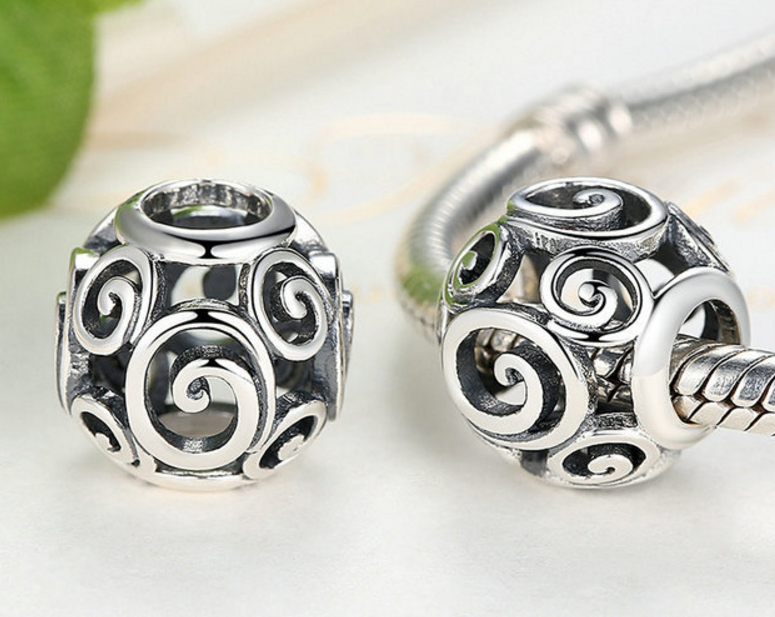 Sterling 925 silver charm hollow tai chi bead pendant fits Pandora charm and European charm bracelet Xaxe.com