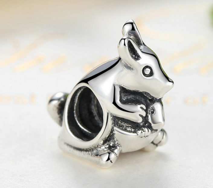 Sterling 925 silver charm kangaroo bead pendant fits Pandora charm and European charm bracelet Xaxe.com