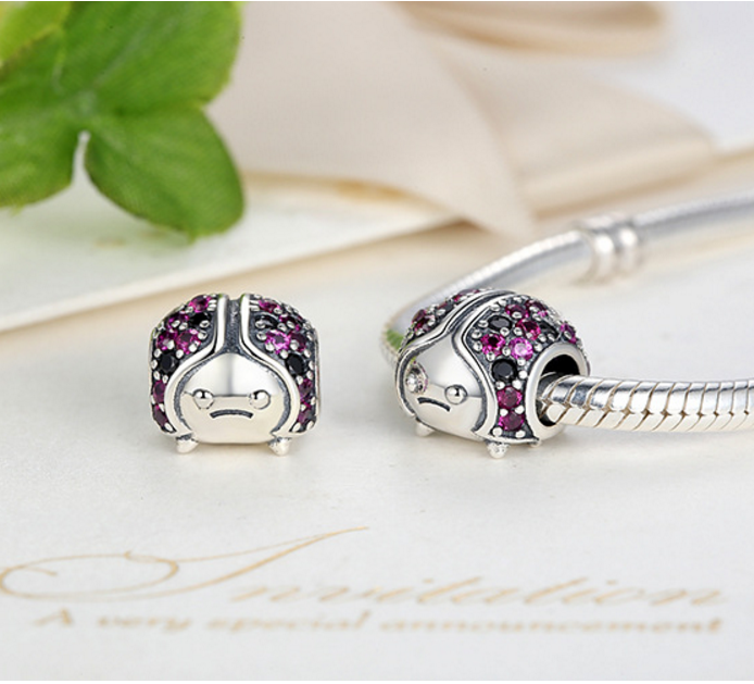 Sterling 925 silver charm ladybug bead pendant fits Pandora charm and European charm bracelet Xaxe.com