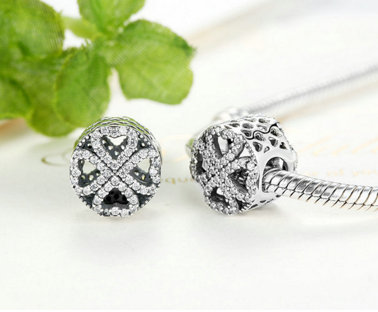Sterling 925 silver charm leaf heart bead pendant fits Pandora charm and European charm bracelet Xaxe.com