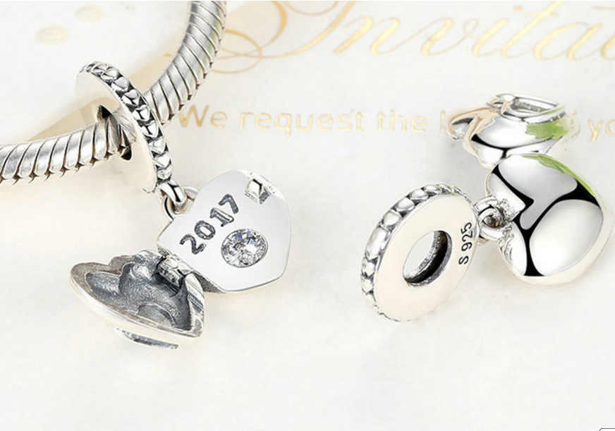Sterling 925 silver charm love 2017 bead pendant fits Pandora charm and European charm bracelet Xaxe.com