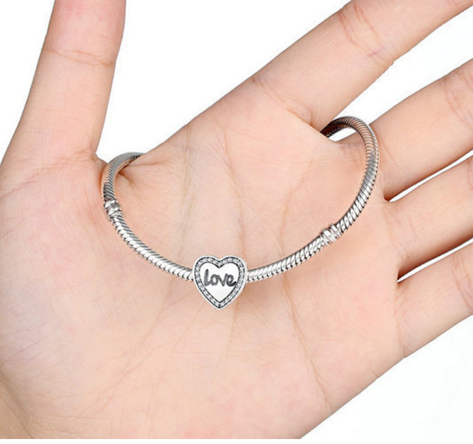 Sterling 925 silver charm love heart bead pendant fits Pandora charm and European charm bracelet Xaxe.com