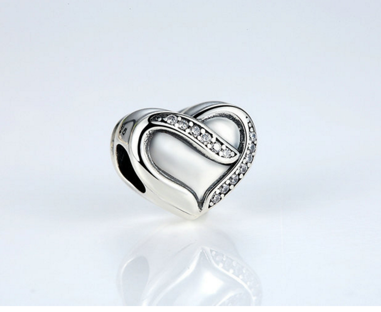 Sterling 925 silver charm love heart bead pendant fits Pandora charm and European charm bracelet Xaxe.com