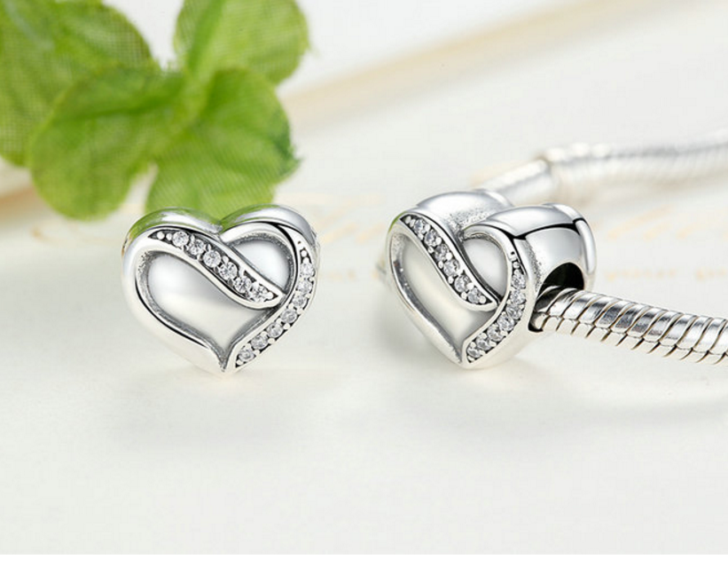 Sterling 925 silver charm love heart bead pendant fits Pandora charm and European charm bracelet Xaxe.com