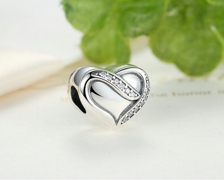 Sterling 925 silver charm love heart bead pendant fits Pandora charm and European charm bracelet Xaxe.com