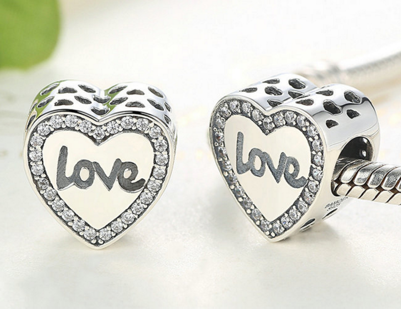 Sterling 925 silver charm love heart bead pendant fits Pandora charm and European charm bracelet Xaxe.com