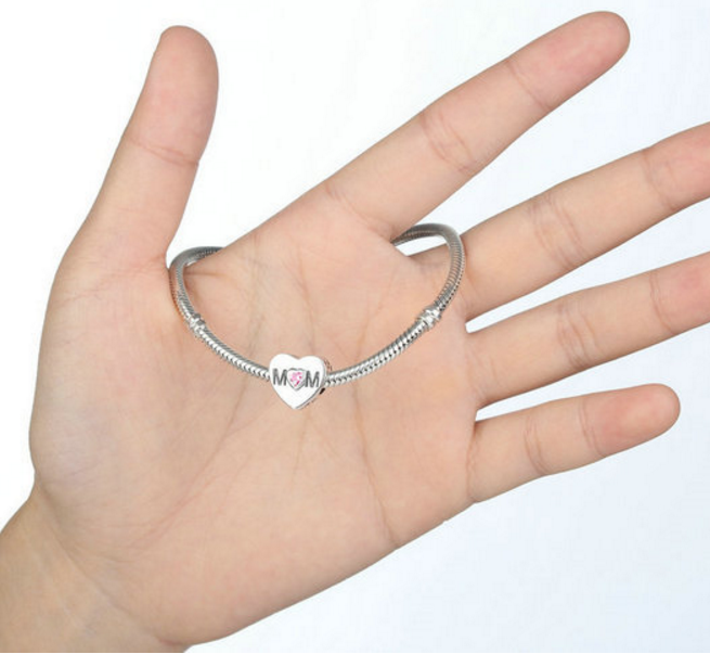 Sterling 925 silver charm love mom bead pendant fits Pandora charm and European charm bracelet Xaxe.com