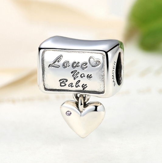 Sterling 925 silver charm love you baby bead pendant fits Pandora charm and European charm bracelet Xaxe.com