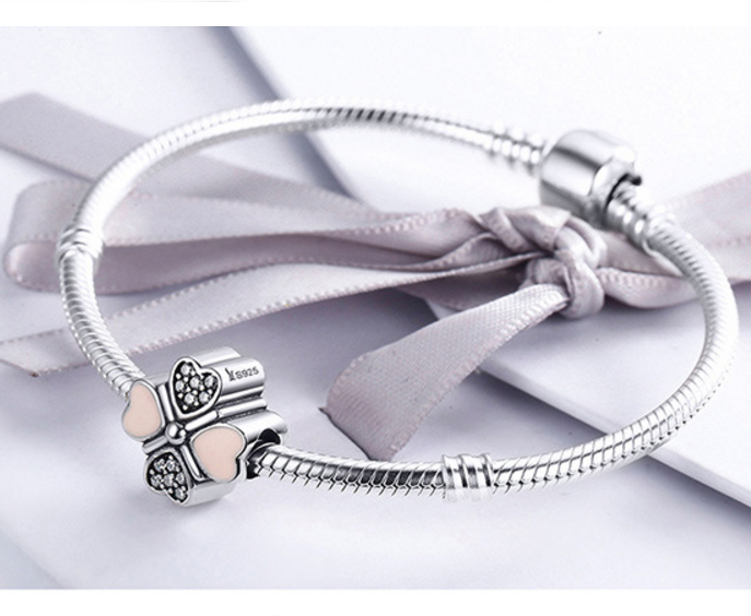 Sterling 925 silver charm lucky leaf bead pendant fits Pandora charm and European charm bracelet Xaxe.com