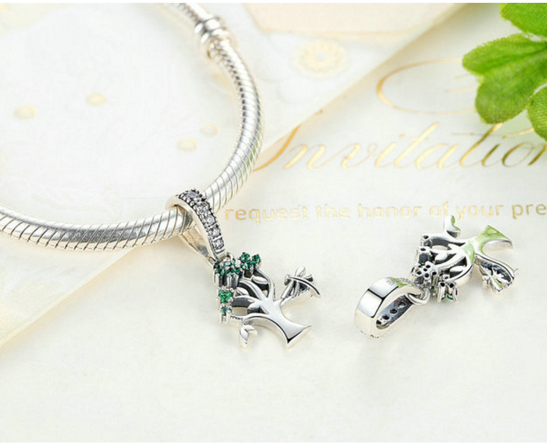 Sterling 925 silver charm magic tree pendant fits Pandora charm and European charm bracelet Xaxe.com
