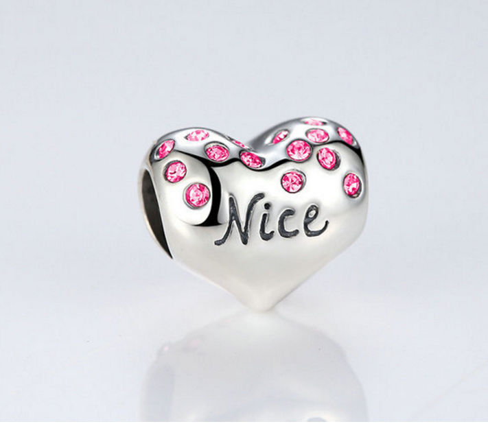 Sterling 925 silver charm naughty nice bead fits European charm bracelet Xaxe.com