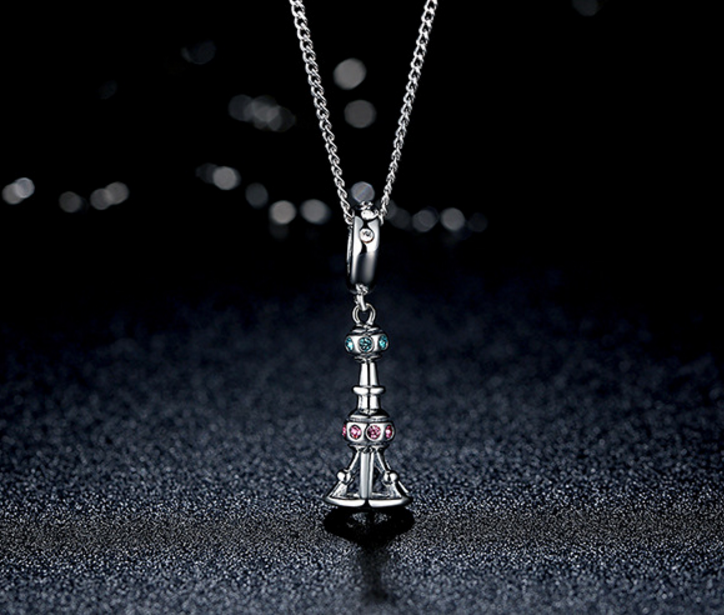 Sterling 925 silver charm orient tower bead pendant fits Pandora charm and European charm bracelet Xaxe.com