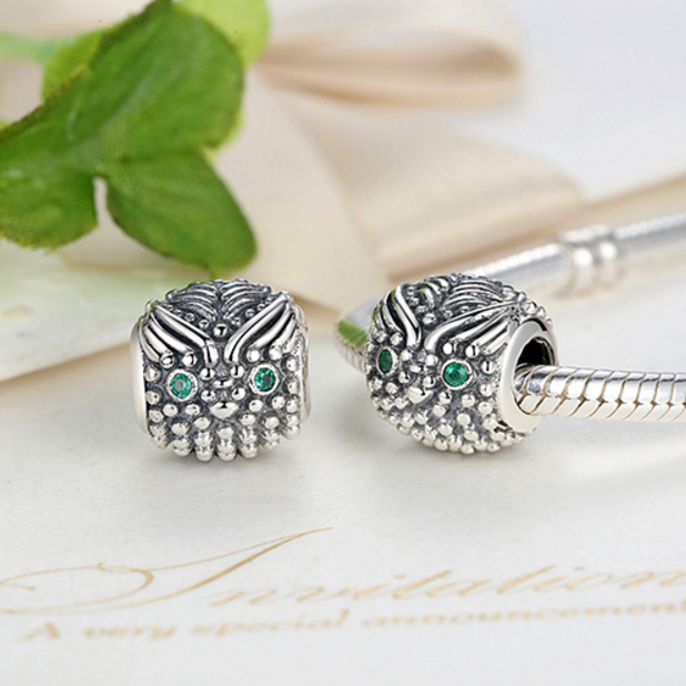 Sterling 925 silver charm owl bead pendant fits European charm bracelet Xaxe.com