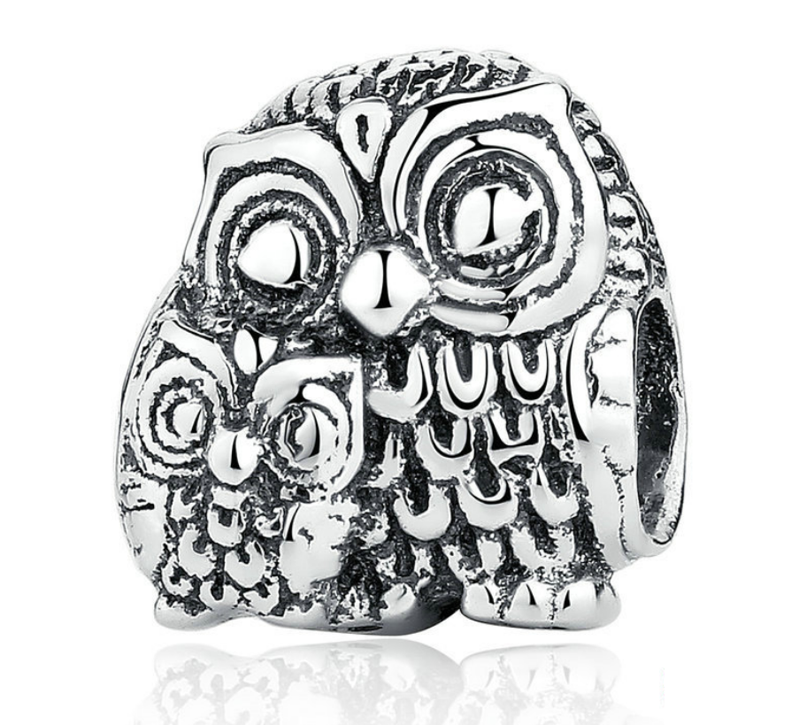 Sterling 925 silver charm owl bead pendant fits Pandora charm and European charm bracelet Xaxe.com