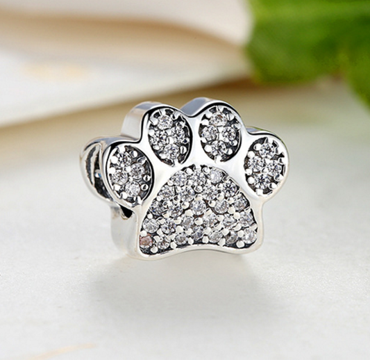 Sterling 925 silver charm paw  bead pendant fits European charm bracelet Xaxe.com