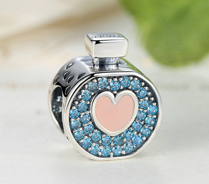 Sterling 925 silver charm perfume bottle love pendant fits Pandora charm and European charm bracelet Xaxe.com