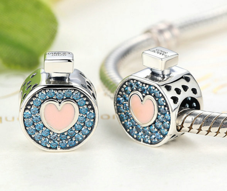 Sterling 925 silver charm perfume bottle love pendant fits Pandora charm and European charm bracelet Xaxe.com