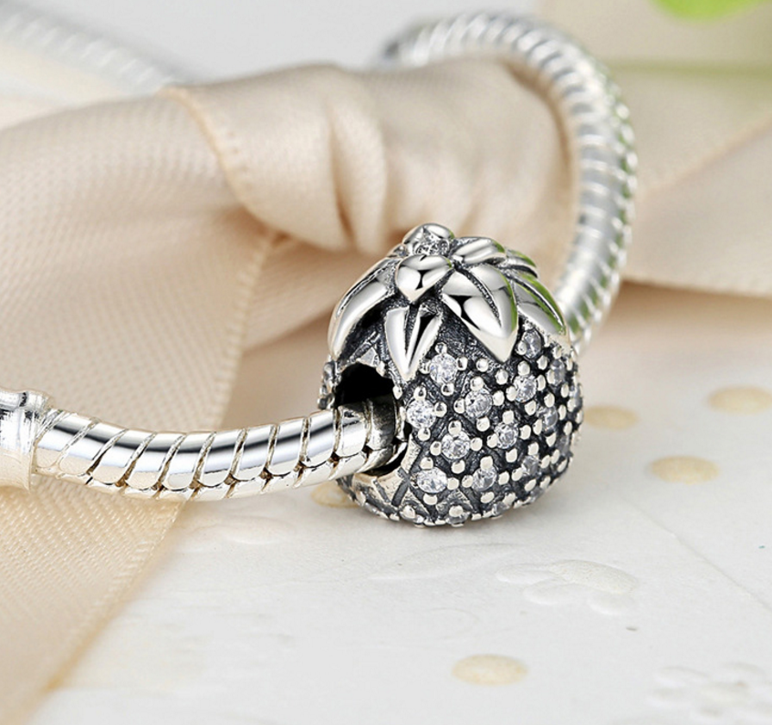 Sterling 925 silver charm pineapple bead pendant fits European style bracelet Xaxe.com