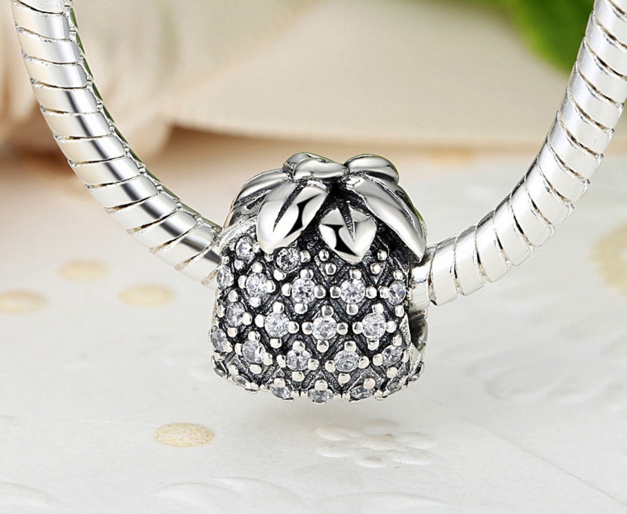 Sterling 925 silver charm pineapple bead pendant fits European style bracelet Xaxe.com