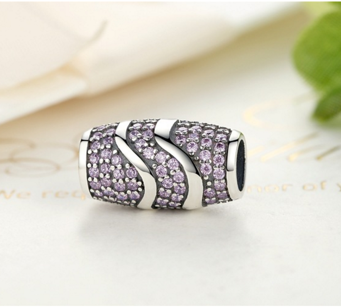 Sterling 925 silver charm pink oval bead pendant fits Pandora charm and European charm bracelet Xaxe.com