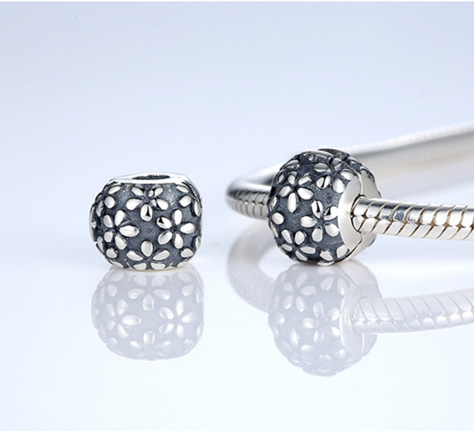Sterling 925 silver charm plum blossom bead pendant fits European style bracelet Xaxe.com
