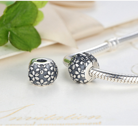 Sterling 925 silver charm plum blossom bead pendant fits European style bracelet Xaxe.com