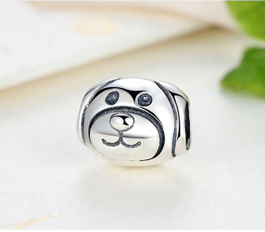 Sterling 925 silver charm puppy bead pendant fits European charm bracelet Xaxe.com