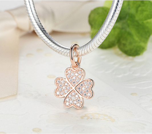 Sterling 925 silver charm rose leaf bead fits European charm bracelet Xaxe.com