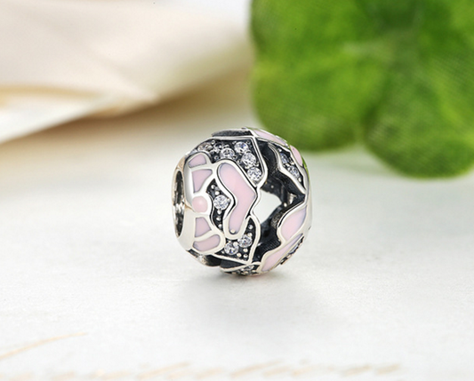 Sterling 925 silver charm rose love bead pendant fits Pandora charm and European charm bracelet Xaxe.com