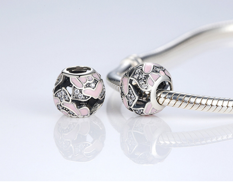 Sterling 925 silver charm rose love bead pendant fits Pandora charm and European charm bracelet Xaxe.com